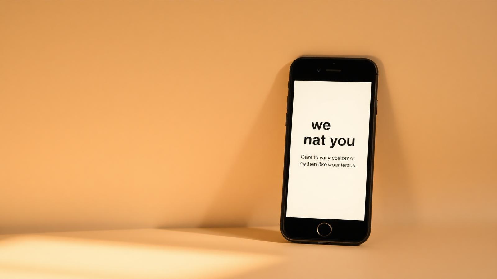 A phone showing a gentle we-miss-you loyalty reminder on a warm cream background.